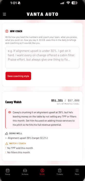 Managers coach. You see the roll-up.: Rep by rep coaching notes
