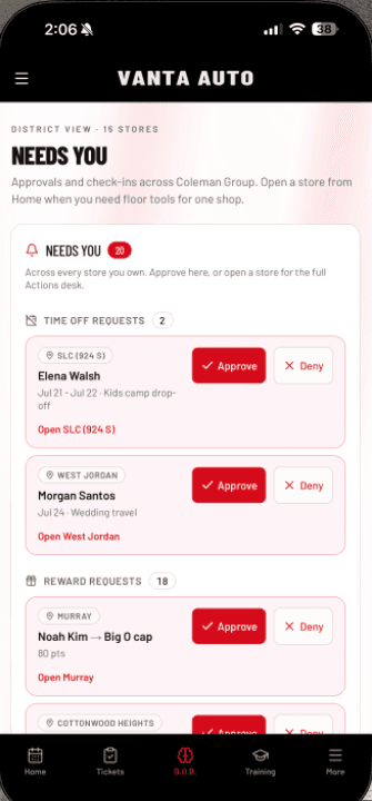 Open loops across the group: Approvals in one tap